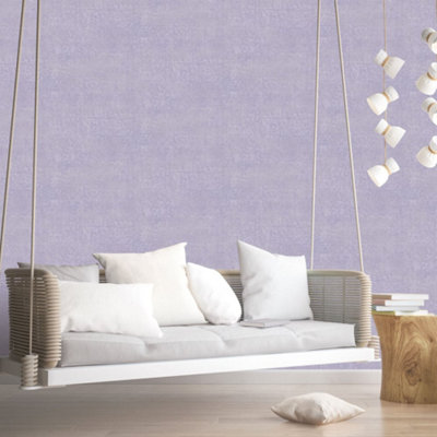 Galerie Atmosphere Purple Metallic Linen Smooth Wallpaper from B&Q
