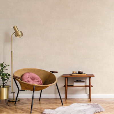 Galerie Atmosphere Taupe Metallic Linen Smooth Wallpaper from B&Q