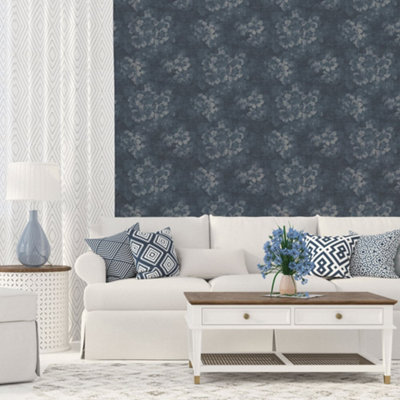 Galerie Atmosphere Blue Mystic Floral Smooth Wallpaper from B&Q