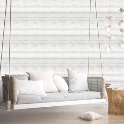 Galerie Atmosphere Off White Skye Stripe Smooth Wallpaper from B&Q