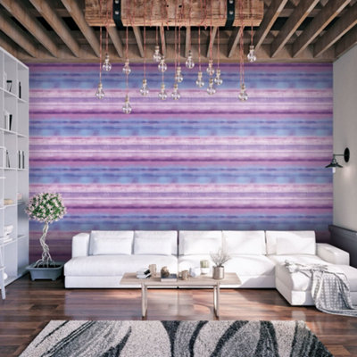 Galerie Atmosphere Purple Skye Stripe Smooth Wallpaper from B&Q