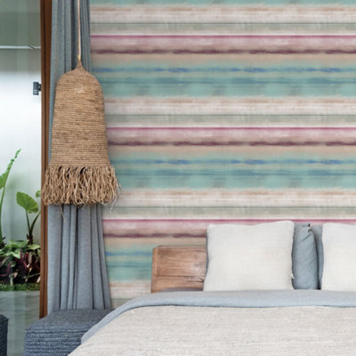 Galerie Atmosphere Multicoloured Skye Stripe Smooth Wallpaper from B&Q