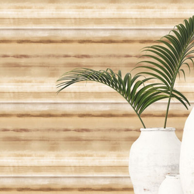 Galerie Atmosphere Ochre Skye Stripe Smooth Wallpaper from B&Q