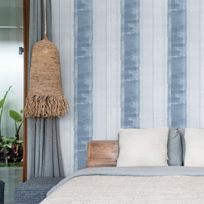 Galerie Atmosphere Blue Sublime Stripe Smooth Wallpaper from B&Q