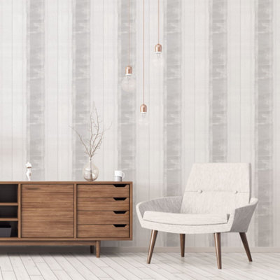 Galerie Atmosphere Grey Sublime Stripe Smooth Wallpaper from B&Q