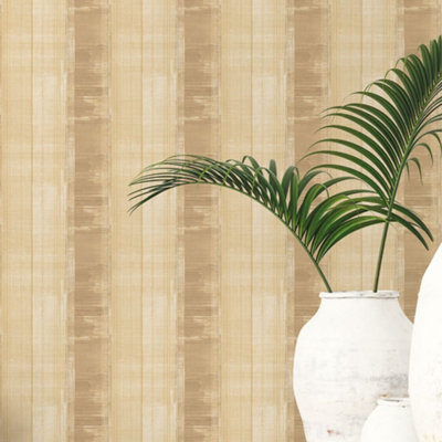 Galerie Atmosphere Ochre Sublime Stripe Smooth Wallpaper from B&Q