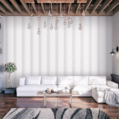 Galerie Atmosphere Off White Sublime Stripe Smooth Wallpaper from B&Q