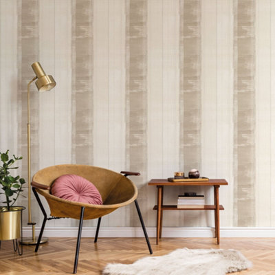 Galerie Atmosphere Taupe Sublime Stripe Smooth Wallpaper from B&Q