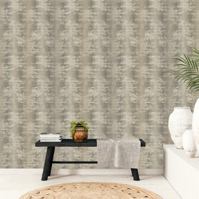 Galerie Bazaar Taupe Black Bazaar Weave Smooth Wallpaper from B&Q