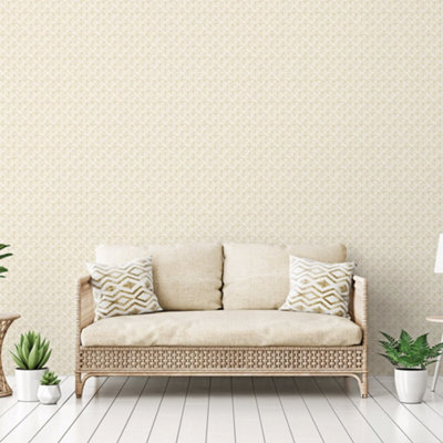 Galerie Bazaar Beige Block Print Smooth Wallpaper from B&Q