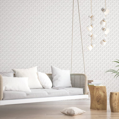 Galerie Bazaar Light Grey Block Print Smooth Wallpaper from B&Q