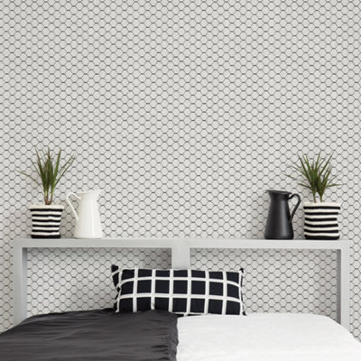 Galerie Bazaar Black Grey Boho Beehive Smooth Wallpaper from B&Q