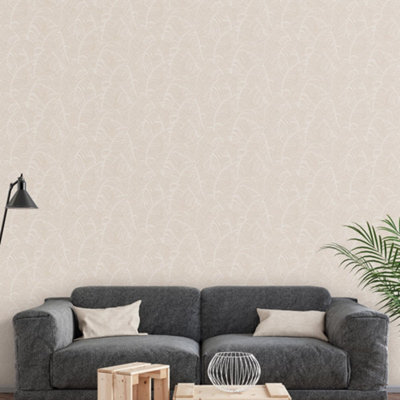 Galerie Bazaar Neutral Taupe Broadleaf Smooth Wallpaper from B&Q