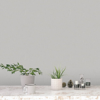 Galerie Bazaar Light Grey Hop Sack Smooth Wallpaper from B&Q