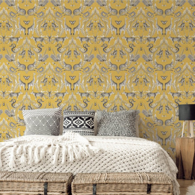 Galerie Bazaar Yellow Menagerie Smooth Wallpaper from B&Q
