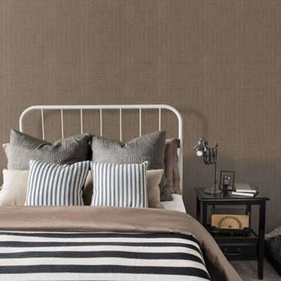 Galerie Bazaar Brown Moss Stripe Smooth Wallpaper from B&Q