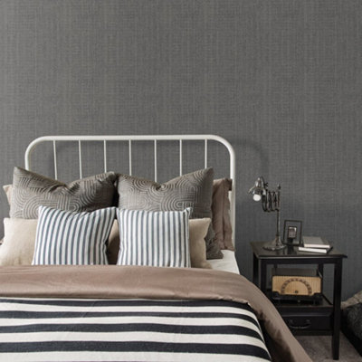 Galerie Bazaar Charcoal Moss Stripe Smooth Wallpaper from B&Q