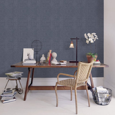 Galerie Bazaar Navy Moss Stripe Smooth Wallpaper from B&Q