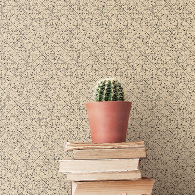 Galerie Bazaar Black Light Ochre Tangier Tile Smooth Wallpaper from B&Q