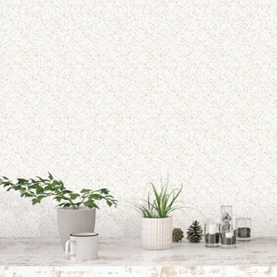 Galerie Bazaar Neutral Taupe Tangier Tile Smooth Wallpaper from B&Q