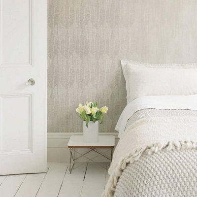 Galerie Bazaar Taupe Wasabi Leaves Smooth Wallpaper from B&Q