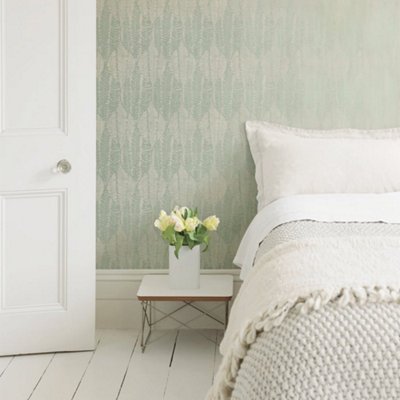 Galerie Bazaar Green Wasabi Leaves Smooth Wallpaper from B&Q