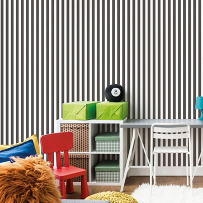 Galerie Tiny Tots 2 Regency Stripe Smooth Wallpaper Black