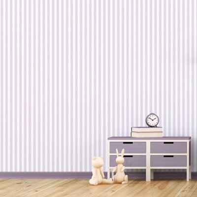 Galerie Tiny Tots 2 Light Purple Regency Stripe Smooth Wallpaper from B&Q