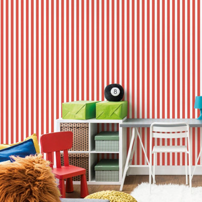 Galerie Tiny Tots 2 Regency Stripe Smooth Wallpaper Red