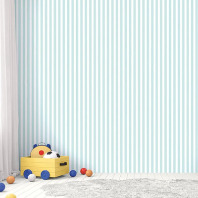 Galerie Tiny Tots 2 Regency Stripe Smooth Wallpaper Turquoise