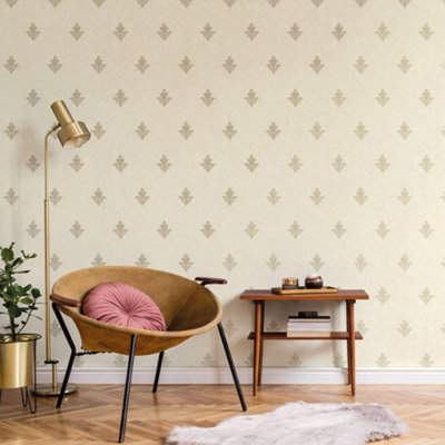 Galerie Emporium Cream Gold Mehndi Motif Embossed Wallpaper from B&Q