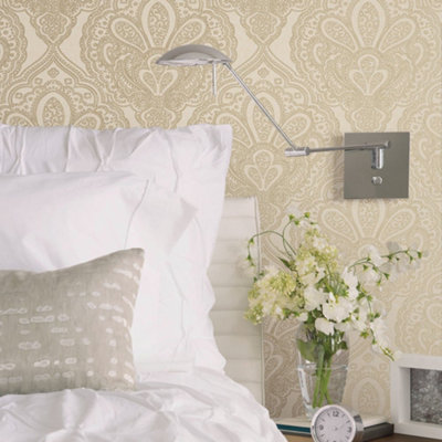 Galerie Emporium Gold Mehndi Damask Embossed Wallpaper from B&Q