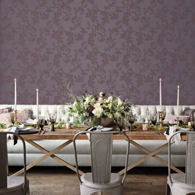 Galerie Emporium Purple Acanthus Trail Embossed Wallpaper from B&Q
