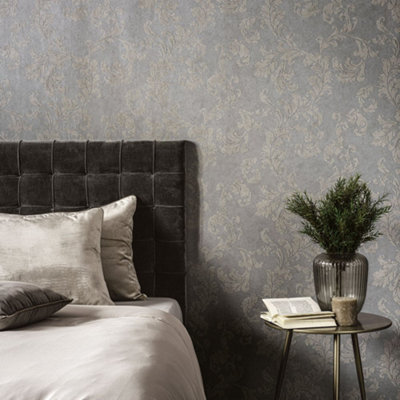 Galerie Emporium Grey Acanthus Trail Embossed Wallpaper from B&Q