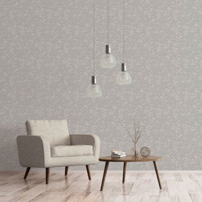 Galerie Emporium Grey Acanthus Trail Embossed Wallpaper from B&Q