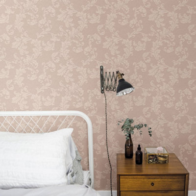 Galerie Emporium Pink Acanthus Trail Embossed Wallpaper from B&Q