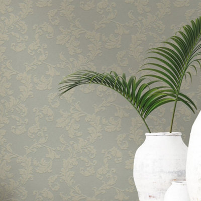 Galerie Emporium Beige Acanthus Trail Embossed Wallpaper from B&Q
