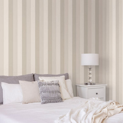 Galerie Secret Garden Beige Vertical Stripe Wallpaper Roll from B&Q