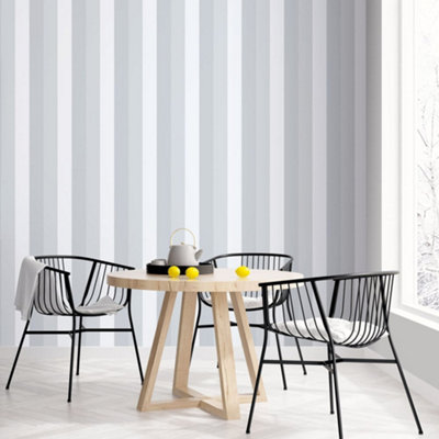 Galerie Secret Garden Grey Vertical Stripe Wallpaper Roll from B&Q