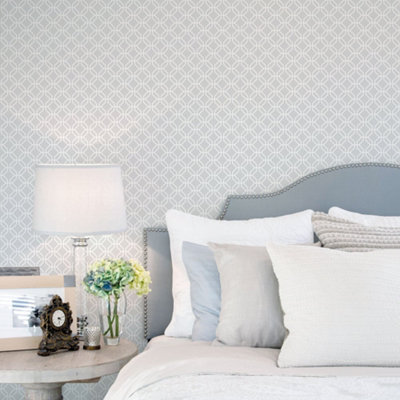 Galerie Secret Garden Grey/white Octogonal Trellis Wallpaper Roll from B&Q