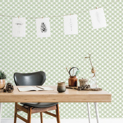 Galerie Secret Garden White/green Octogonal Trellis Wallpaper Roll from B&Q