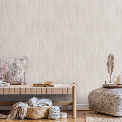 Galerie Secret Garden Beige Textured Plain Effect Wallpaper Roll from B&Q