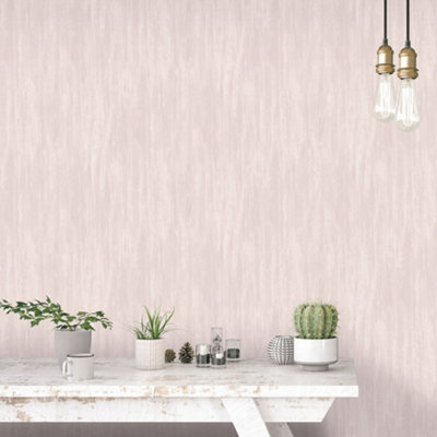 Galerie Secret Garden Pink Textured Plain Effect Wallpaper Roll from B&Q