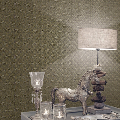 Galerie Boutique Collection Metallic Geometric Fan Wallpaper from B&Q