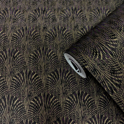 Galerie Boutique Collection Metallic Geometric Fan Wallpaper from B&Q