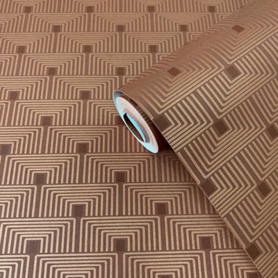 Galerie Boutique Collection Metallic Geometric Key Wallpaper from B&Q