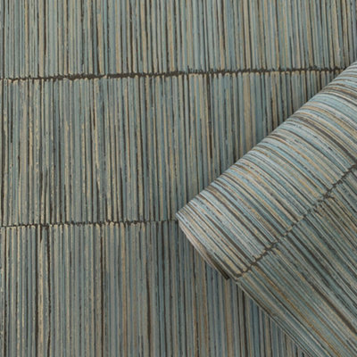 Galerie Boutique Collection Shimmery Geometric Bamboo Stripe Wallpaper from B&Q