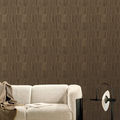 Galerie Boutique Collection Shimmery Geometric Bamboo Stripe Wallpaper from B&Q