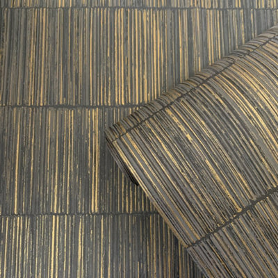 Galerie Boutique Collection Shimmery Geometric Bamboo Stripe Wallpaper from B&Q