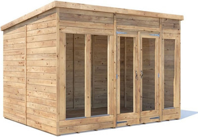 Dunster House Summerhouse 3M X 2.4M (10' X 8') Pent Roof Fully Pressure TreatedRagepanda Modular from B&Q